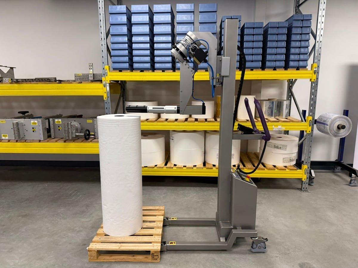 Packline  | Bespoke Roll Lifter for Handling Long, Wide Film Rolls 1