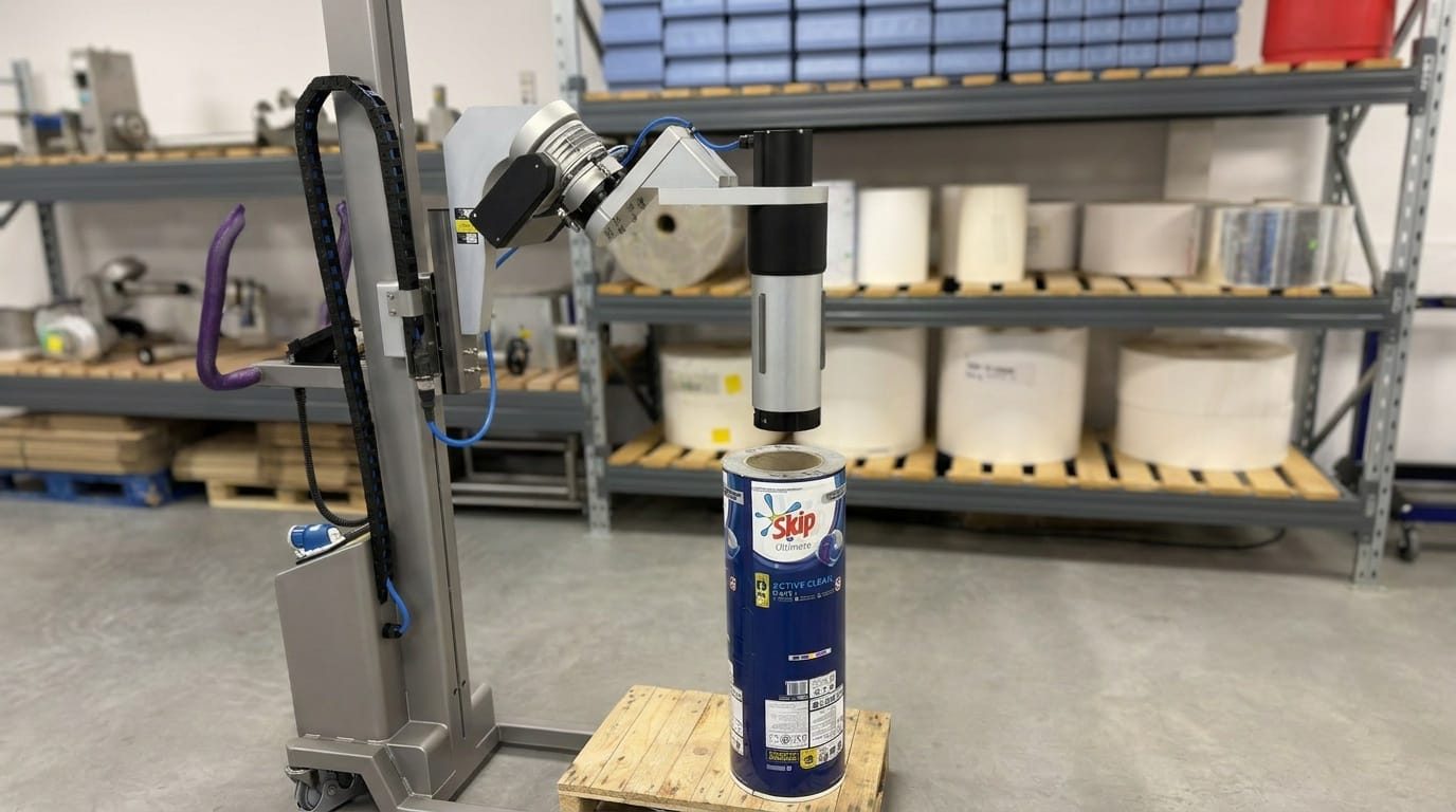 Packline  | Motorised Vertical Spindle Attachment for Handling Large Rolls of Film or Foil 6