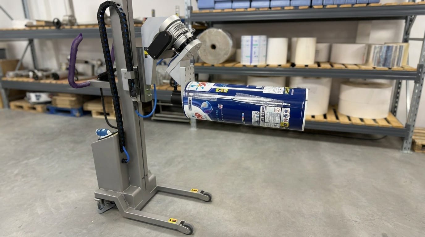 Packline  | Motorised Vertical Spindle Attachment for Handling Large Rolls of Film or Foil 5