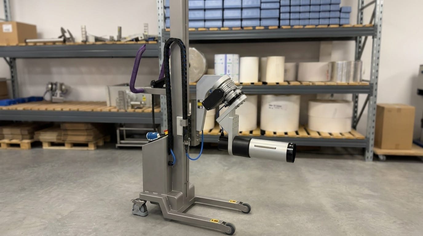 Packline  | Motorised Vertical Spindle Attachment for Handling Large Rolls of Film or Foil 0