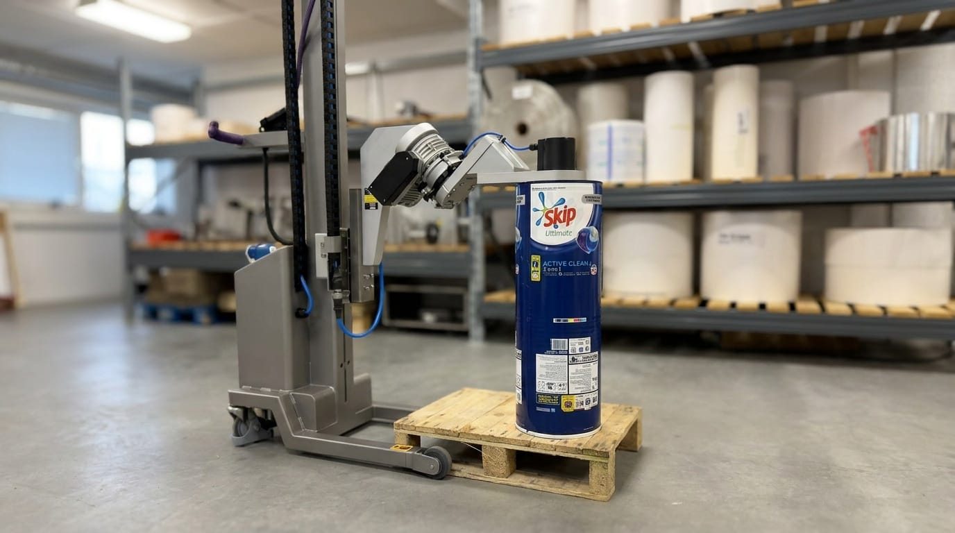 Packline  | Motorised Vertical Spindle Attachment for Handling Large Rolls of Film or Foil 1